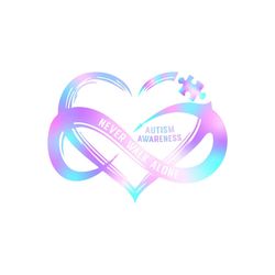 Never Walk Alone Autism Infinity Heart Fade PNG