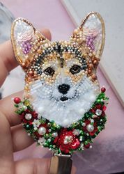 Corgi dog pet portrait brooch, corgi jewelry brooch, corgi lover gift, dog show