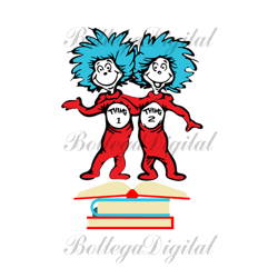 Thing 1 Thing 2 With Books Svg, Dr Seuss Svg, Thing 1 Thing 2 Svg, Books Svg, Reading Svg, Cat In The Hat Svg