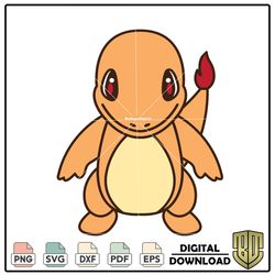 Fire Type Pokemon Hitokage Charmander Anime SVG