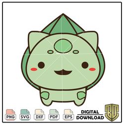 Cute Chibi Anime Grass Poision Type Pokemon Bulbasaur SVG