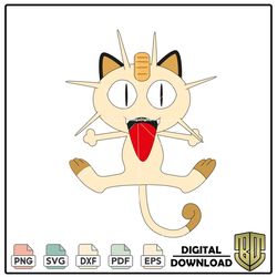 Scared Face Meowth Pokemon Red & Blue SVG