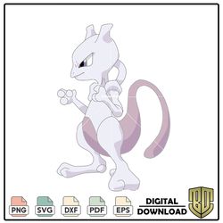 Mewtwo Anime Pokemon Red Blue and Yellow SVG