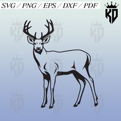 White-tailed deer Svg, Alaska state mammal vector, Deer lover clip art, Deer Svg for clothes decoration, Cutfile png Pdf