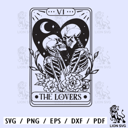 The Lovers SVG, The Lovers tarot card svg, Skeleton lovers svg, Valentine skeletons svg, Tarot card svg