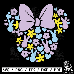 Easter, Minnie Mouse, Ears Head Bow, Bunny, Daisy Flower, Svg Png Dxf Formats, Cut, Cricut, Silhouette