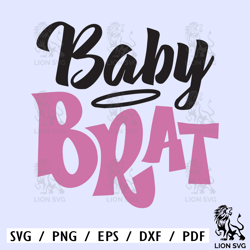 Girly Pink Brat with Outline SVG, baby brat svg, pink brat svg, baby pink svg, girl svg, cute baby svg
