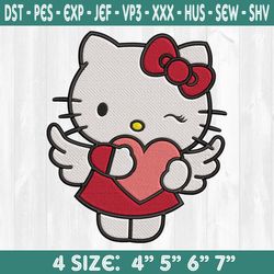 Hello Kitty Hug Heart Embroidery Design, Kitty Embroidery Designs, Hello Kitty Embroidery Designs, Valentine Embroidery