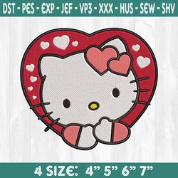 Heart Love Hello Kitty Embroidery Design, Valentine Day Embroidery Designs, Hello Kitty Embroidery Designs