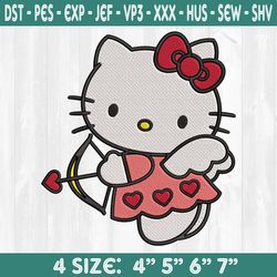 Hello Kitty Cupid Embroidery Design, Valentine Day Embroidery Designs, Hello Kitty Embroidery Designs