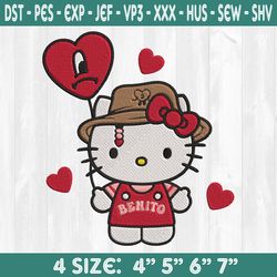 Kitty Benito Valentine Embroidery Design, Valentine Day Embroidery Designs, Hello Kitty Embroidery Designs