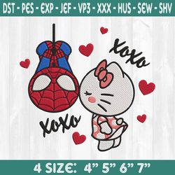 Kitty Kiss Spider Man Embroidery Design, Valentine Day Embroidery Designs, Hello Kitty Embroidery Designs