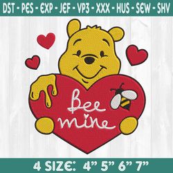 Be Mine Winnie The Pooh Embroidery, Winnie the Pooh Embroidery Designs, Valentine Be Mine Embroidery Designs