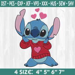 Stitch Love Valentine Embroidery Design, Stitch Embroidery Designs, Valentine Stitch Love Embroidery Design