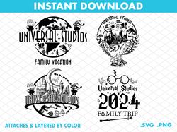Universal Studios Svg Bundle, Family Trip 2024 Png, Universal Studios Trip Png, Family Vacation Png, Design For T-Shirt
