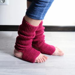 Ribbed classic leg warmers, Knitted knee-high wool blend socks