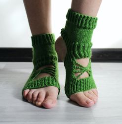 Eco wool-free vegan yoga socks, No toe knitted socks, Pedicure socks