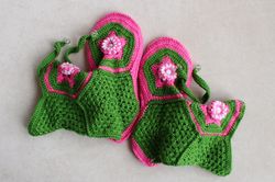 Mid-calf home slipper boots in green, Gift for her