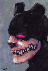 MR. USHI. Zombie painting original art, Mutant Horror Dark art creepy Contemporary Outsider Art. Acrylic, paper