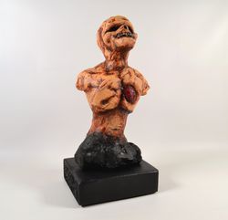 Mr. Zombie Serdce. Hand made Sculpture. Zombie art, Mutant Horror Dark art creepy Outsider Art. Acrylic