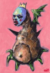Mr. Mnogonogii. Zombie painting original art, Horror Dark art creepy Contemporary Outsider Art. Acrylic, paper