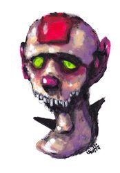 Mr. Red polosa. Zombie painting original art, Horror Dark art creepy Contemporary Outsider Art. Acrylic, paper