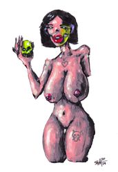 Mrs. Green 4erep. Nude Erotic NSFW Zombie painting original art, Horror Dark art creepy Art. Acrylic, paper