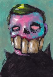 Mr. Big Zub. Zombie painting original art, Horror Dark art creepy Contemporary Outsider Art. Acrylic, paper