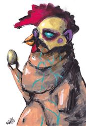Mr. Golden Yaicko. Zombie painting original art, Horror Dark art creepy Contemporary Outsider Art. Acrylic, paper