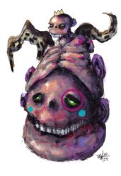 Mr. Puzo. Zombie painting original art, Horror Dark art creepy Contemporary Outsider Art. Acrylic, paper