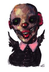 Mr. Uzhastik. Zombie painting original art, Horror Dark art creepy Contemporary Outsider Art. Acrylic, paper
