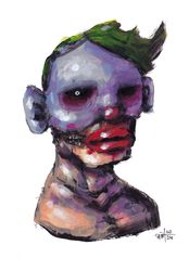 Mr. Maskin. Zombie painting original art, Horror Dark art creepy Contemporary Outsider Art. Acrylic, paper