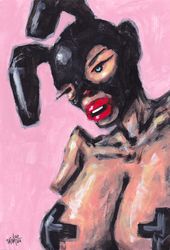Mrs. Plus Plus. Nude Erotic NSFW Zombie painting original art, Horror Dark art creepy Art. Acrylic, paper