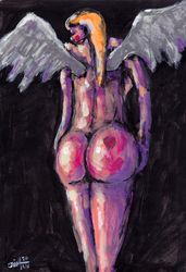 Mrs. Angel popa. Nude Erotic NSFW Zombie painting original art, Horror Dark art creepy Art. Acrylic, paper