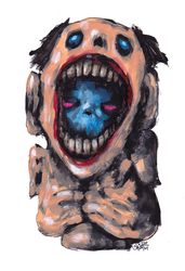 Mr. Sinii rot. Zombie painting original art, Horror Dark art creepy Contemporary Outsider Art. Acrylic, paper