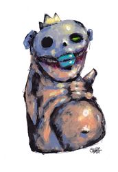 Mr. Skull puziko. Zombie painting original art, Horror Dark art creepy Contemporary Outsider Art. Acrylic, paper