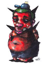 Mr. Chilieboy. Zombie painting original art, Horror Dark art creepy Contemporary Outsider Art. Acrylic, paper