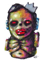 Mr. Zombozelen. Zombie painting original art, Horror Dark art creepy Contemporary Outsider Art. Acrylic, paper