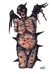 Mr. BDSM angel. Nude Erotic NSFW Zombie painting original art, Horror Dark art creepy Art. Acrylic, paper