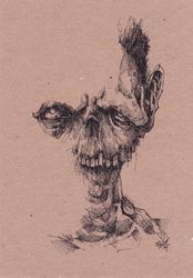 Mr. Zombie ink. Zombie painting original art, Horror Dark art creepy Contemporary Outsider Art. Acrylic, paper