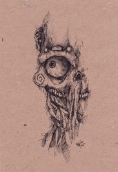 Mr. Glazik ink. Zombie painting original art, Horror Dark art creepy Contemporary Outsider Art. Acrylic, paper
