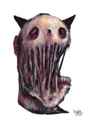 Mr. Jvachka. Zombie painting original art, Horror Dark art creepy Contemporary Outsider Art. Acrylic, paper