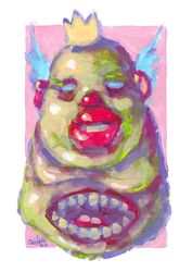 Mr. Without black Puzo. Zombie painting original art, Horror Dark art creepy Contemporary Outsider Art. Acrylic, paper