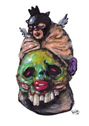 Mr. Gadalka. Zombie painting original art, Horror Dark art creepy Contemporary Outsider Art. Acrylic, paper