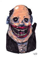 Mr. Old zombie. Zombie painting original art, Horror Dark art creepy Contemporary Outsider Art. Acrylic, paper