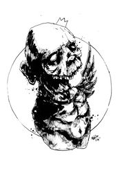 Mr. Black crown. Zombie painting original art, Horror Dark art creepy Contemporary Outsider Art. Acrylic, paper