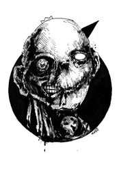 Mr. Black shipastik. Zombie painting original art, Horror Dark art creepy Contemporary Outsider Art. Acrylic, paper