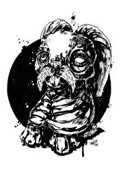 Mr. Zayac. Zombie painting original art, Horror Dark art creepy Contemporary Outsider Art. Acrylic, paper