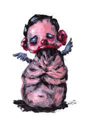 Mr. Krasnii nos. Zombie painting original art, Horror Dark art creepy Contemporary Outsider Art. Acrylic, paper