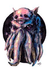 Mr. Osminog. Zombie painting original art, Horror Dark art creepy Contemporary Outsider Art. Acrylic, paper